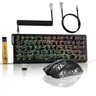 Image de ATTACK SHARK Ensemble 3 en 1 sans Fil X68PRO HE Clavier, Souris de Jeu X11, spiralé C01PRO, BT/2,4G/câble, Interrupteur magnétique à déclenchement Rapide 8KHz, capteur PixArt PAW3311, 22000DPI Blanc