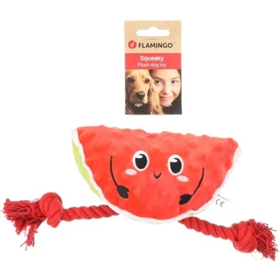 Image de Flamingo Jouet pour Chien Bubto Pastèque Rouge avec Corde 17x10x20cm couineur