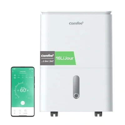 Image de COMFEE&#039; Déshumidificateur 2 EN 1,Elimine l&#039;humidité jusqu&#039;à 16L Jour, Purification d&#039;air avec ioniseur, 4 Modes, Fonction Air Swing, Contrôle APP, Idéal pour pièces de 29 44㎡, Easy Dry 16