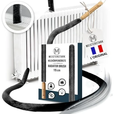 Image de l&#039;ORIGINAL Brosse Radiateur Longue 115cm I pour sans Rayures Plumeau avec Housse Flexible et Lavable de Nettoyage Un Air Ambiant Agréable (Noir)