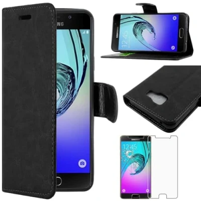 Image de ebestStar Coque Compatible avec Samsung A3 2016 Galaxy SM A310F Etui PU Cuir Housse Portefeuille Porte Cartes Support, Noir +Film Protection Verre Trempé [Appareil: 134.5 x 65.2 7.3mm, 4.7&#039;&#039;]