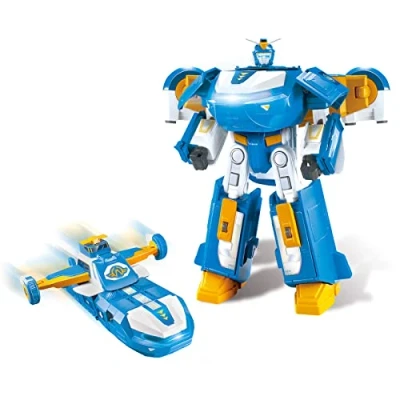 Image de Super Wings 3 in 1 World Aircraft Transforming Robot avec Effets sonores et Lumineux, Un Jett Transform a Bot de 2&#039;&#039;, Jouet Transformer pour garçon Fille 3+ Ans EU760888
