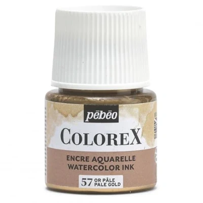Image de Pébéo Encre Colorex 45 ML Or Pâle Aquarelle dorée Rendu Velouté Dessin Multi outil Tous Supports