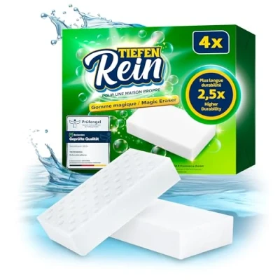 Image de Eponge Magique 4X Gomme avec Une durabilité 2,5X supérieure éponge Extra Longue durée Mur Blanc enlève la saleté dans Cuisine et Salle de Bain