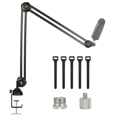 Image de BOMGE Bras de micro jeu robuste, réglable pour microphone studio Blue Snowball, Snowball ICE, Yeti, radio diffusion et jeux