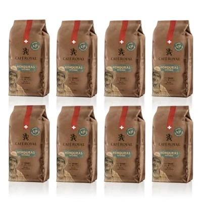 Image de 8 x 500 GR Café Royal Honduras Intenso Torréfié en Grains Format Pratique Sachets de 0,5 KG Intensité 4/5 100% Arabica Durables du Certifiés Fairtrade