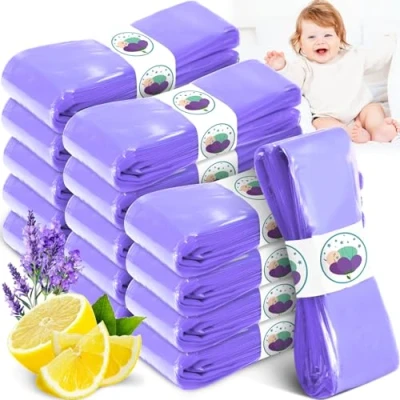 Image de SaiXuan Lot de 15 Recharges Poubelle à Couches 4,5M Compatibles avec Tommee Tippee Twist &amp; Click, Sangenic Tec, Simplee Antiodor, sans BPA, Sac Jetable Lavande, Recharge Écologique