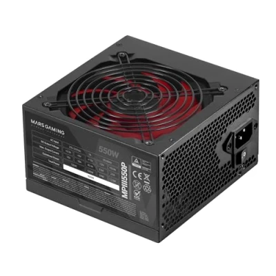 Image de MARSGAMING MPIII550P, Alimentation PC ATX 550W, 5 Ans de Garantie, 85% d&#039;Efficacité, Système Digital APFC, Ventilateur FDB 120mm AI RPM, Technologies DC et SMD, Câbles Plats Extra Longs, Noir