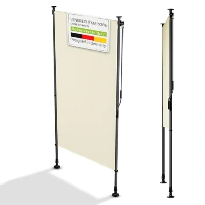 Image de Juskys Store Vertical Barbados 100x310 cm à Pince Extensible, Protection Solaire &amp; Visuelle, Résistant aux Intempéries UV, Déperlant Beige