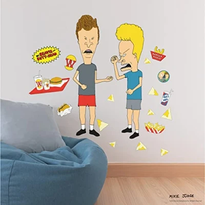 Image de ROOMMATES Beavis and Butt head Sticker géant repositionnable, Rouge, Bleu, Jaune
