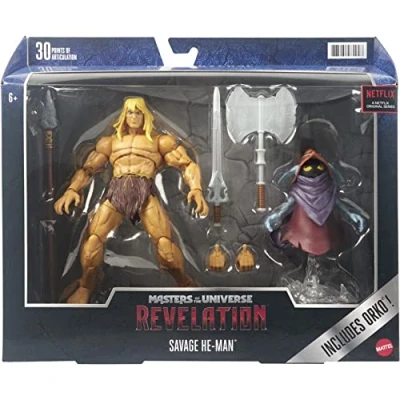 Image de Maîtres de l&#039;Univers Figurine Masterverse Révélation Wun Dar Articulée avec Harnais, Armes et Orko en Lévitation 18 cm Idée Cadeau, GYY41