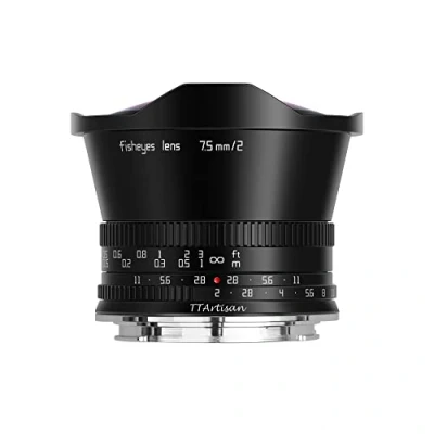 Image de TT Artisan Objectif Fisheye 7,5 mm F2.0 APS C Compatible pour Panasonic Leica L Sigma Mount Black Ultra Grand Angle avec de Vue 180 degrés.sans Filtre