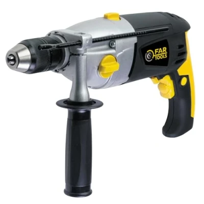 Image de Fartools Perceuse à percussion 1200W, mandrin autoserrant métal Ø13mm, 2 vitesses variables 0 1200&amp;0 3200tr/min, poignée auxiliaire, mallette