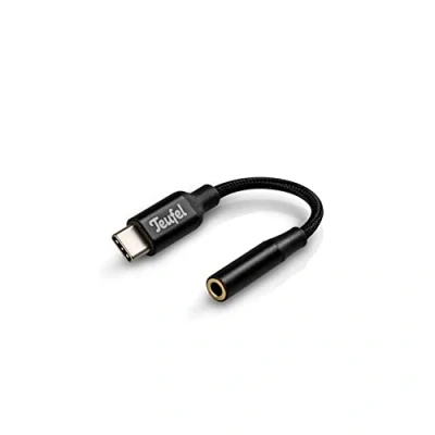 Image de Teufel Adaptateur USB C vers prise casque pour connecter des écouteurs ou câbles avec jack 3,5 mm aux smartphones Android, etc. (longueur 11 cm, noir)