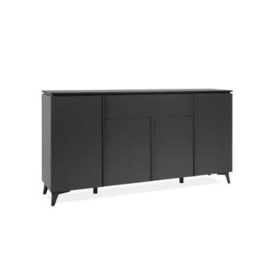 Image de Buffet Bertrix 51A Décor ardoise/anthracite 4 portes et étagères 1 tiroir central