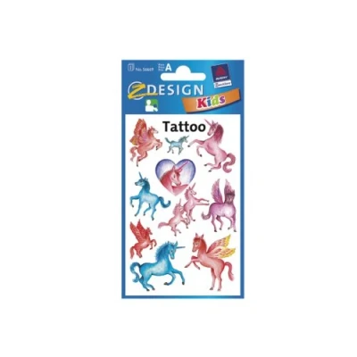 Image de AVERY Zweckform 56669 Lot de 10 tatouages temporaires pour enfants (tatouages éphémères licornes, adhésifs jouer et tatouer les filles)