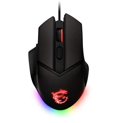 Image de MSI CLUTCH GM20 ELITE Souris Gaming Capteur Optique 6400 DPI, Droitiers, Switches OMRON 20M+ Clics, 6 Boutons, Latence 1ms, RGB Mystic Light, Système de Poids Réglable 98 109g Filaire