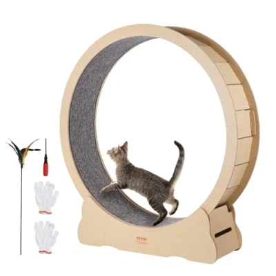Image de VEVOR Roue d&#039;exercice pour Chat 1320 mm Grande de Course d&#039;Intérieur, avec Tapis Roulant Amovible, Teaser Courir, Marcher, Entraînement, Convient à la Plupart des Chats