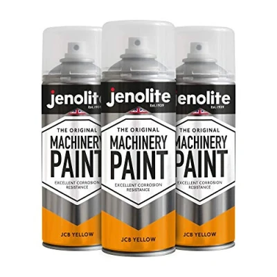 Image de JENOLITE Peinture aérosol multi surfaces pour machines et tondeuses à gazon, jaune JCB, 3 x 400 ml