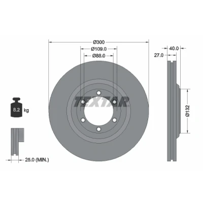 Image de TEXTAR PRO 92282403 Disque de frein ISUZU: D Max II Pick up