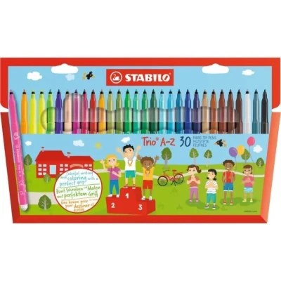Image de Feutre de coloriage STABILO Trio A Z Étui carton x 30 feutres pointe moyenne dont 5 fluo
