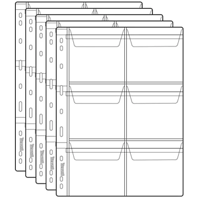 Image de Uncle Paul Coin Collecting Pages 5 Feuilles 6 Poches Standard 9Hole Pocket Inserts Sleeves for Coins CS03506