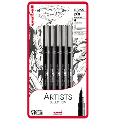 Image de uni ball PIN Lot de 5 stylos à pointe fine, encre résistante l&#039;eau et la décoloration, idéal pour les architectes, croquis, le scrapbooking, dessin, l&#039;art, dessin technique, qualité
