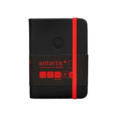 Image de Antartik Cahier avec gomme notes couverture rigide A7 feuilles lisses noir et rouge 80 g FSC