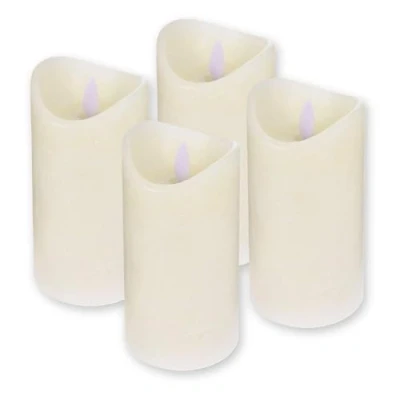 Image de ToCi Lot de 4 bougies LED en cire véritable sans flamme avec mobile et minuteur Diamètre 7,5 x 12,5 cm Crème