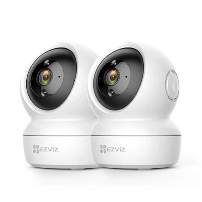 Image de EZVIZ C6N 2PK Caméra Surveillance WiFi Intérieure 1080p, Bébé Pan/Tilt à 360, 2.4Ghz, Vision Nocturne Intelligente avec Smart IR, Détection de Movement et Suivi Auto, Audio Bidirectionnel