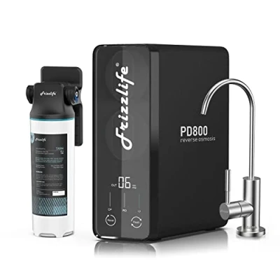 Image de Frizzlife RO Système de filtration d&#039;eau par osmose inverse 800 GPD Filtre sous évier,Sans réservoir, Réduit le TDS, PH alcalin minéral, Ratio drainage 2:1, Support technique l&#039;UE, PD800 TAM4