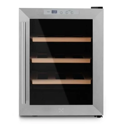 Image de LES PETITS CHAMPS Cave à Vin Encastrable 12 Bouteilles CAVS12, Capacité 31L, Portes en Acier Inoxydable, Réglable de 11C 18C, Système Thermoélectrique, Éclairage LED, Anti UV, 3 étagères