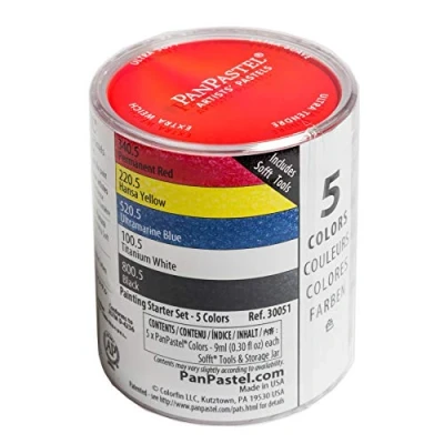Image de PANPASTEL Set de 5 couleurs pastel sec, 9ml chacune, utilisable avec fuseau, crayon, marqueur, peinture + assortiment d’outils Sofft Basique