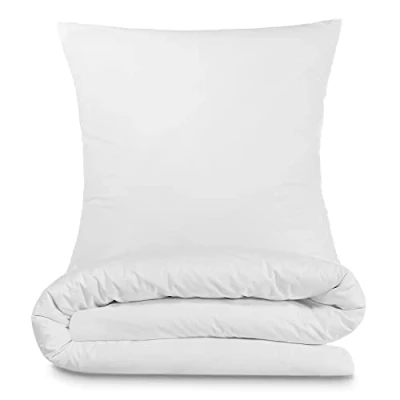 Image de Alreya Renforcé Housse de Couette 100% Coton 200 x 220 cm Parure lit avec 2 taies d&#039;oreiller 80 Fermeture éclair Blanc