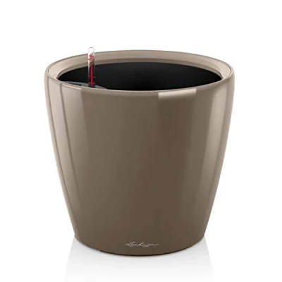 Image de Lechuza Pot de Fleurs d&#039;Interieur Premium Classico Ls Réserve d&#039;Eau Intégrée Coloris Taupe Ø 50 X 47 cm