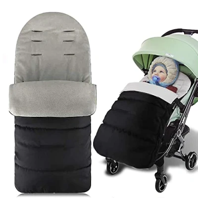 Image de auvstar Sac de couchage bébé, universel 3 en 1 Poussette Annexe Mat Chancelière Couverture Bunting Imperméable À L&#039;eau Coupe Vent Froid Détachable (Gris)
