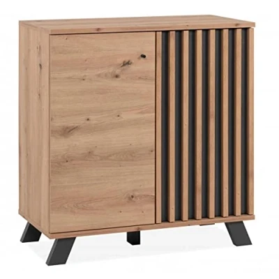 Image de DEINE TANTE EMMA 003407 Medan 01D Commode Chêne Artisan NB. / Anthracite Lamelles env. 80 x 85 40 cm