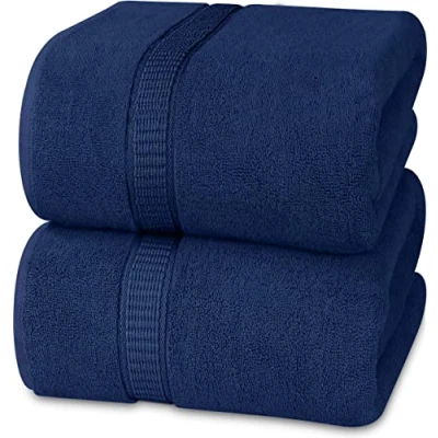 Image de Utopia Towels Luxueux Drap de Bain géant 2 pièces, 100% Coton filé à Anneaux, très Absorbant et séchage Rapide, Serviette Bain/Serviette Sauna, Super Douce (90 x 180 cm, Bleu Marine)