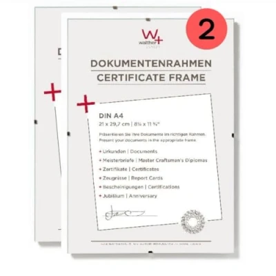 Image de Walther Design cadre photo verre transparent21 x 29,7 cm (DIN A4) pour documents Double Pack, Porte photos sans RB130KD