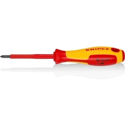Image de Knipex Tournevis pour vis à tête cruciforme Phillips® brunie, poignée isolante bi matière, certifiée VDE 187 mm 98 24 01