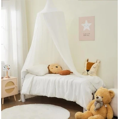 Image de ALAVYA HOME® Ciel de lit pour chambre d&#039;enfant 100 % mousseline coton bio I certifié GOTS Convient bébé Longueur l&#039;ourlet : environ 250 cm Moustiquaire Marron