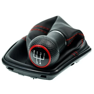 Image de L&amp;P A253 4 Soufflet Levier de Vitesse Pommeau 12mm compatible avec VW Golf IV Boite 5 Cadre Plug &amp; Play Pièce rechange pour 1J071113 Noir Rouge