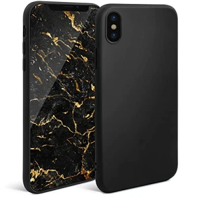 Image de Moozy Minimalist Series Coque en silicone pour iPhone X et XS, noir Finition mate fine souple TPU Neuf