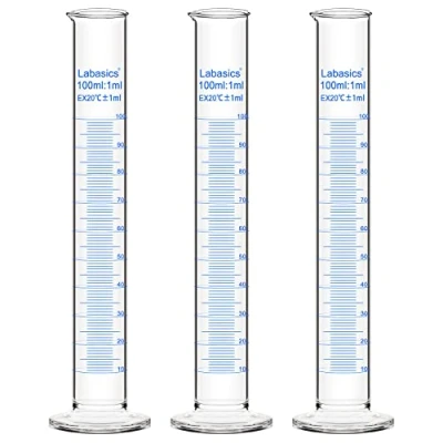 Image de Labasics Verre Cylindre Gradué (3 Paquet) 100 ml, Graduated en Borosilicaté Cylinder de Mesure Éprouvettes Cylindriques