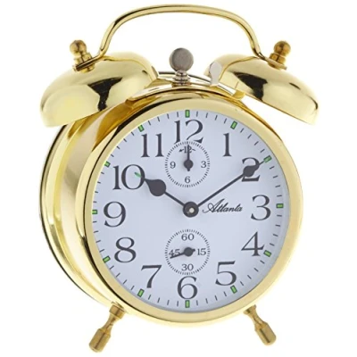 Image de Atlanta 1058 9 Montre Double réveil de cloche Analogique avec des aiguilles lumineuses doré