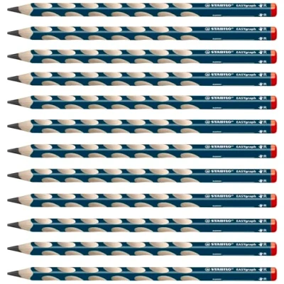 Image de Crayon graphite ergonomique STABILO EASYgraph Lot x 12 crayons graphites HB (vert bleu) Droitier