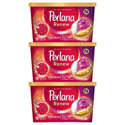 Image de 3 x Perlana Renew Coloré All in 1 Caps Lessive en capsules pour Machine à laver boîtes de 18