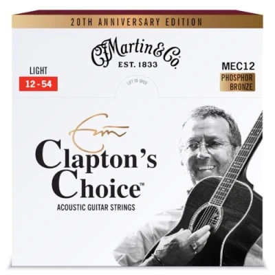 Image de Martin Claptons Choice MEC12LTD20 Cordes pour guitare acoustique 20e anniversaire de mariage, calibre léger (12 54)