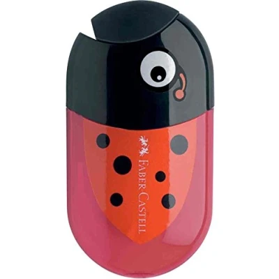 Image de FABER CASTELL Lot de 2 Tailles crayon trous Design Coccinelle avec gomme intégrée