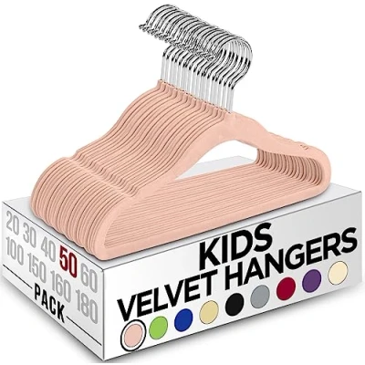 Image de Utopia Home Lot de 50 Cintres en Velours pour Enfants durables 28 cm Placard Parfaits Un Usage Quotidien (Rose, 50)